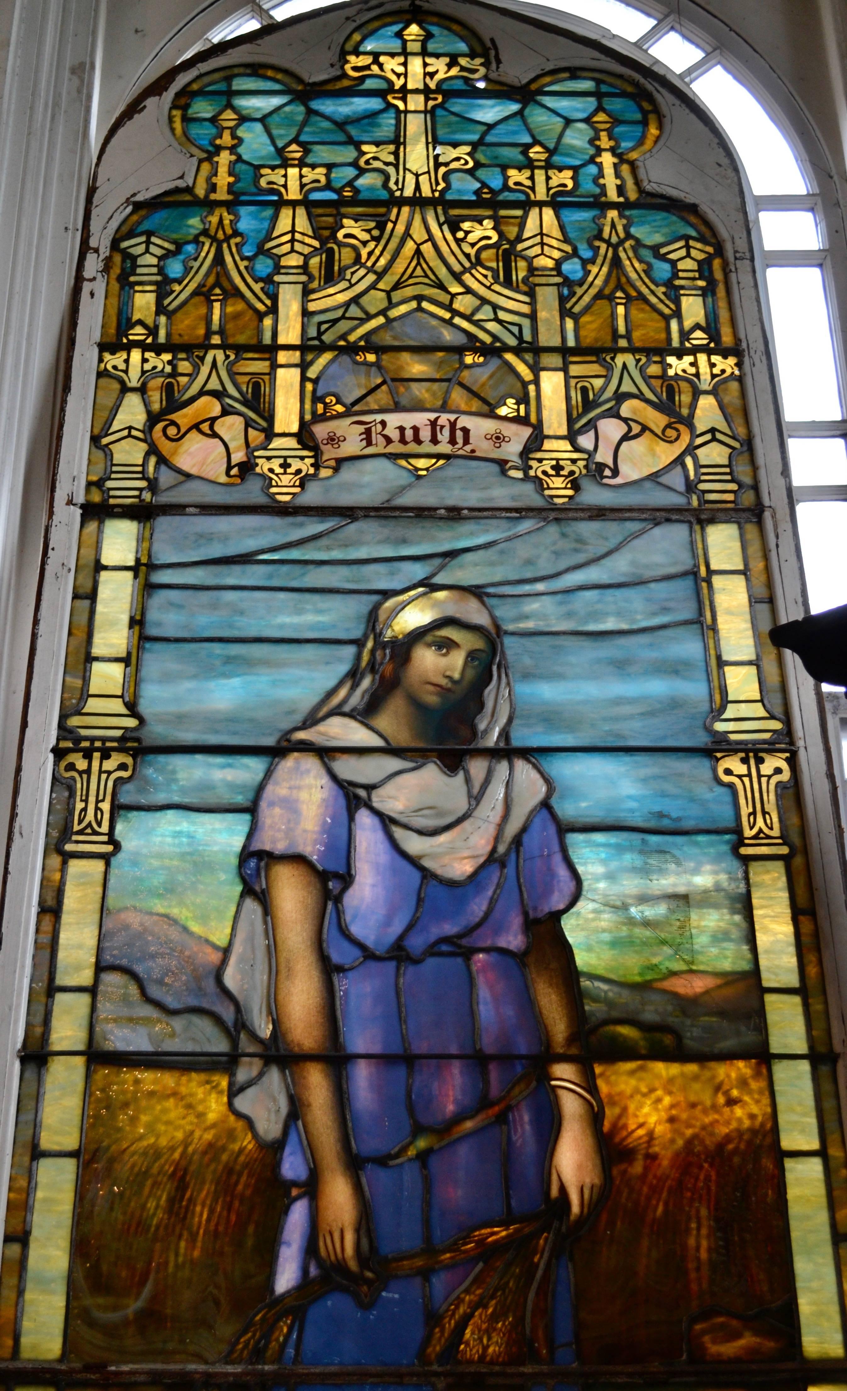 Stained Art Glass Window Depicting Ruth For Sale 2