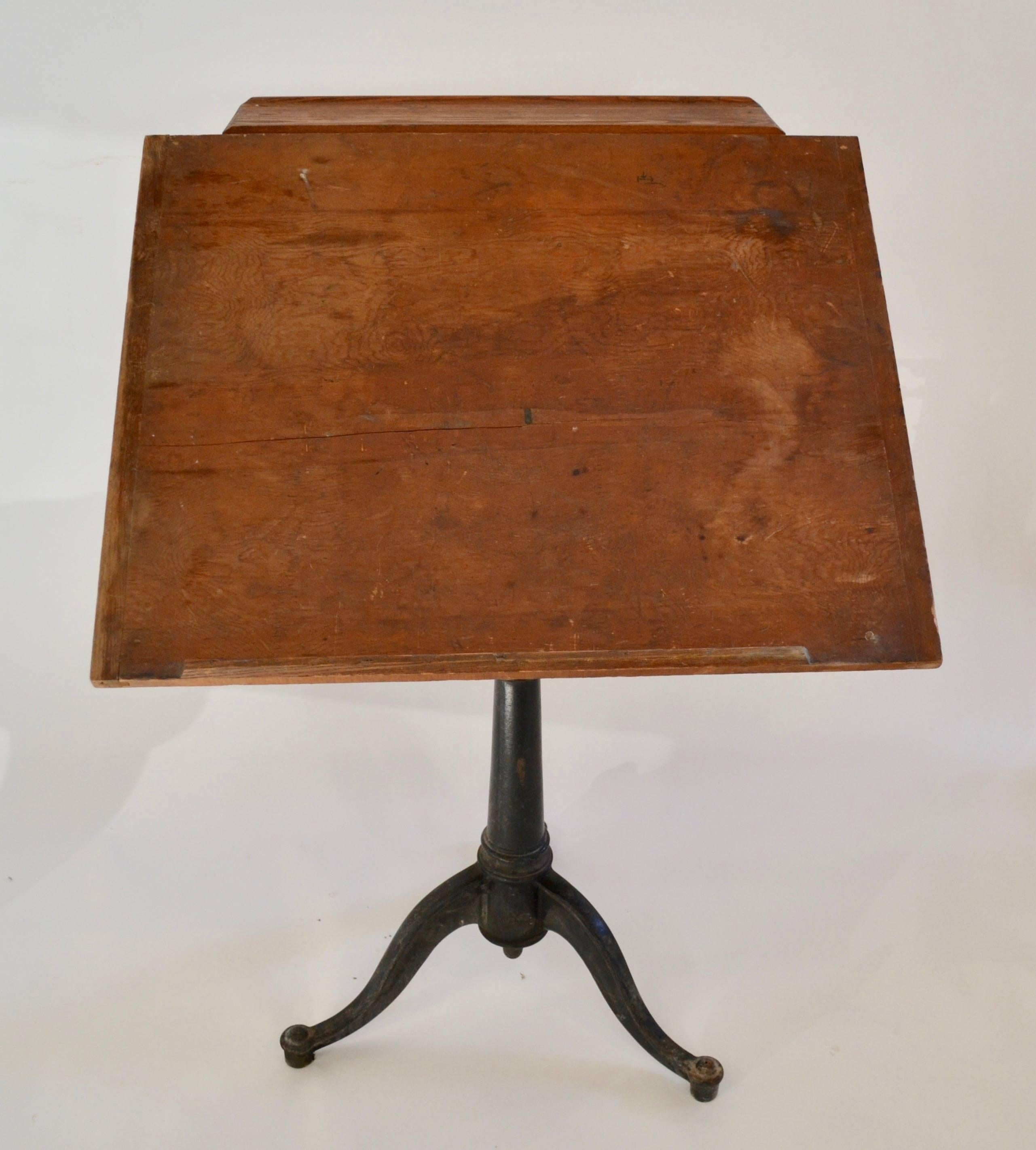 American Drafting Table with Cast Iron Adjustable Base