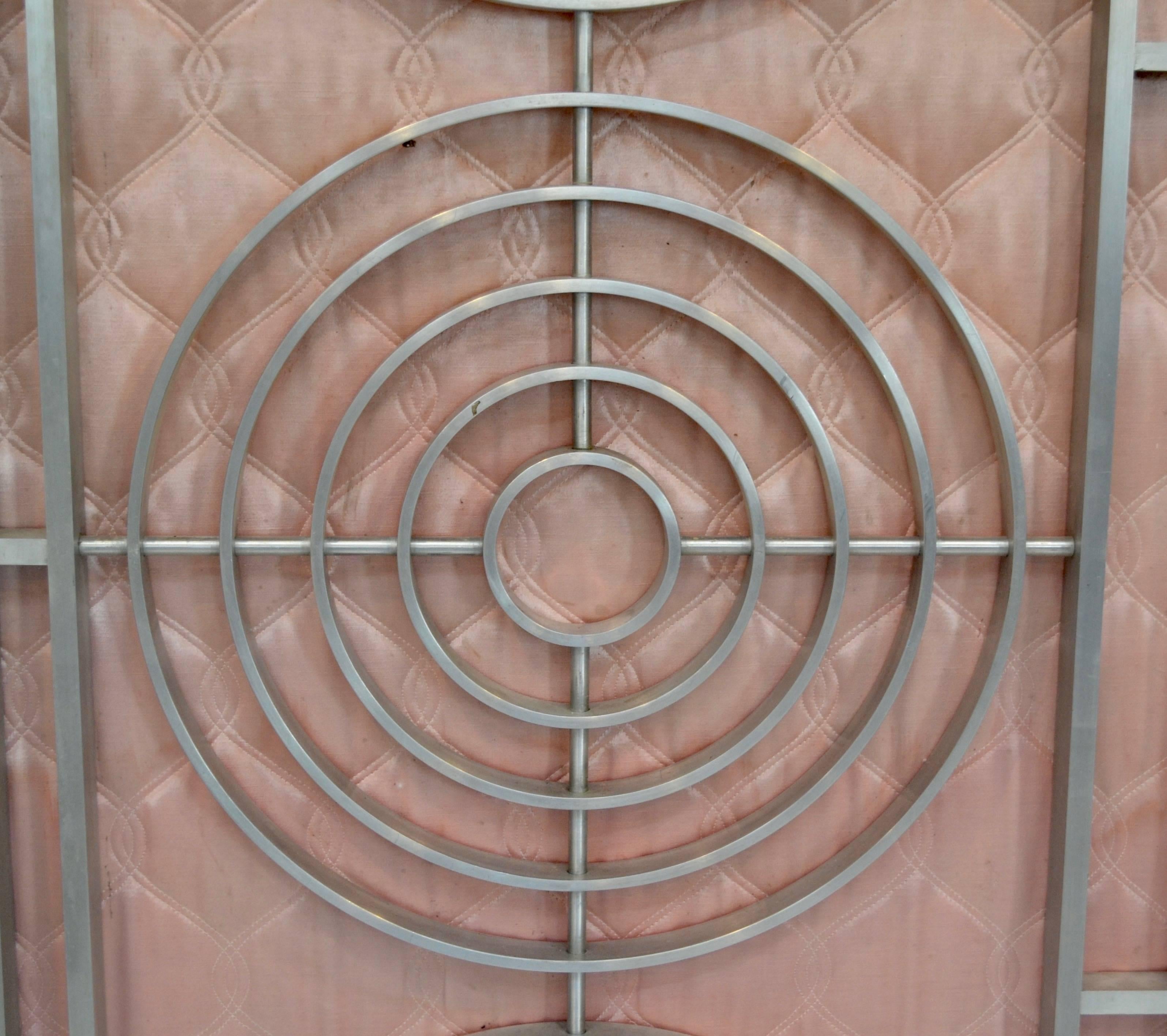 Brushed Pair of Moderne Interior Gates with Pink Paneled Upholstery