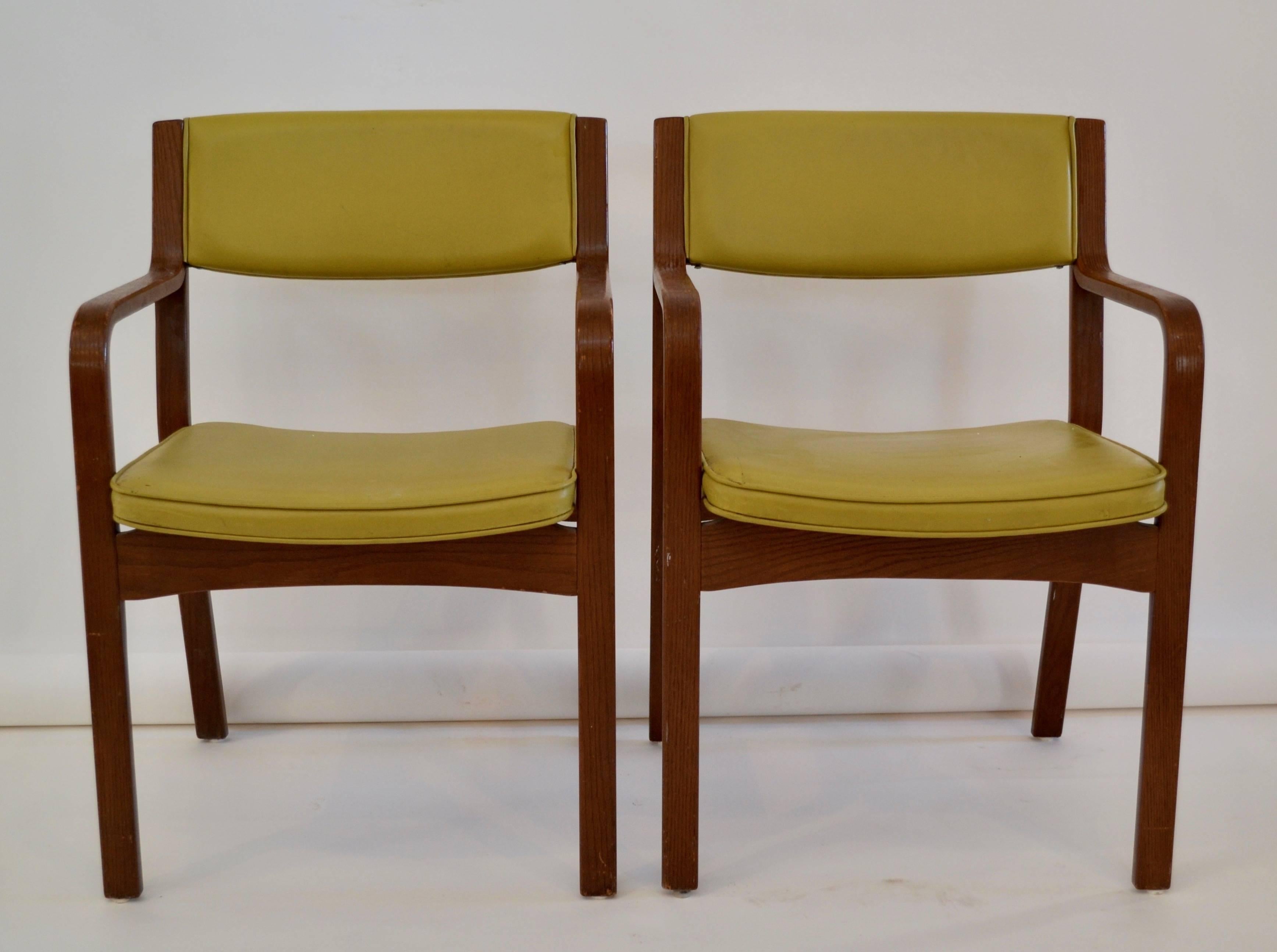 American Set of Four Vinyl and Bentwood Thonet Armchairs