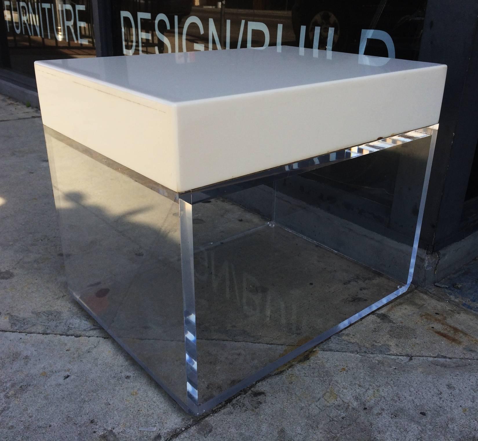 American Stunning Side Tables, Benches in Lucite and Corian by Cain Modern