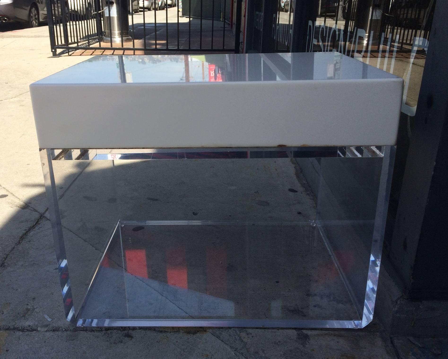 Stunning Side Tables, Benches in Lucite and Corian by Cain Modern In Good Condition In Los Angeles, CA