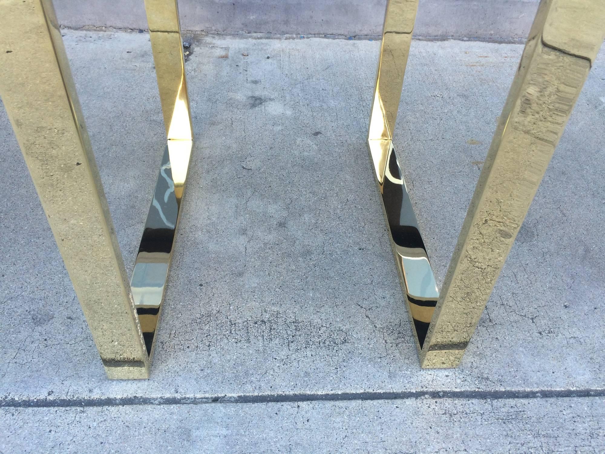 Pair of Charles Hollis Jones Benches in Polished Brass For Sale 4