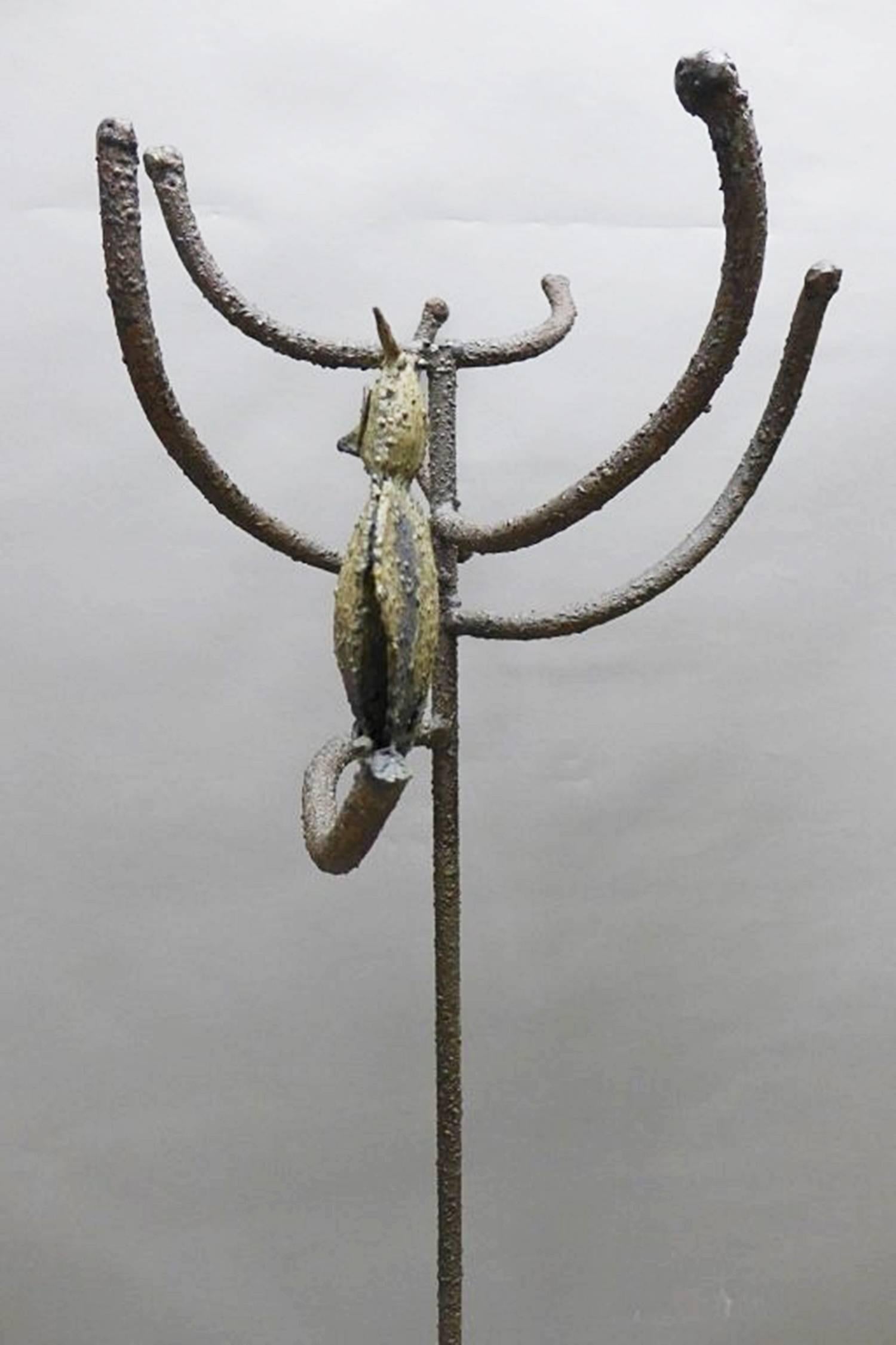 Mid-Century Modern Brutalist Style Coat Hanger Bronze Sculpture In Good Condition In Los Angeles, CA