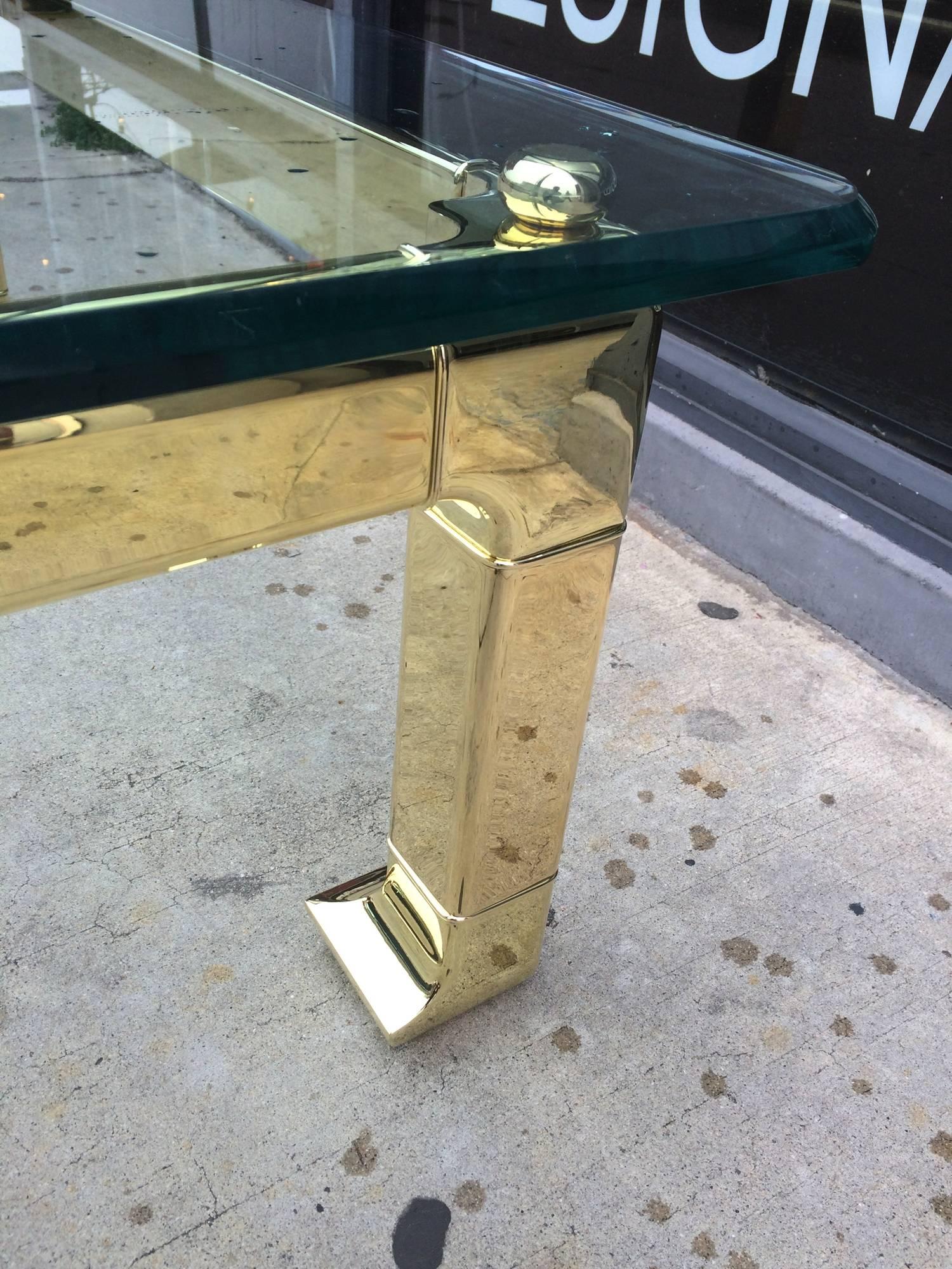 Mid-Century Modern Solid Polished Brass Coffee Table by Mastercraft
