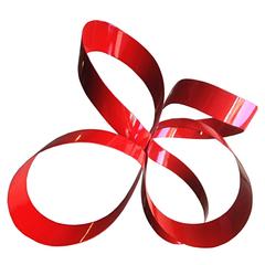 One of a Kind Red Ribbon Sculpture by Paul Chilkov 6