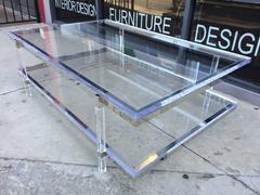 Two-Tier Coffee Table in Lucite and Nickel by Charles Hollis Jones
