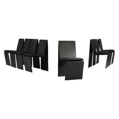 Set of Eight Anodized Steel & Leather Dining Chairs 9