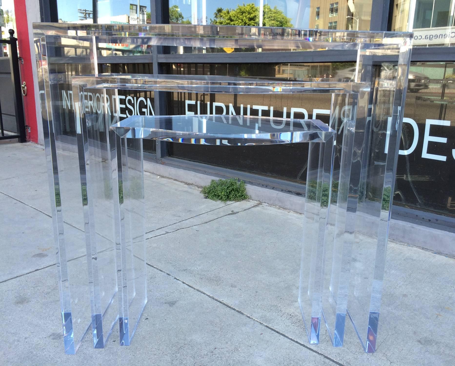 Late 20th Century Lucite Nesting Tables by Charles Hollis Jones, from the 