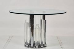 Skyscraper Dining/Center Table in Lucite and Chrome by Charles Hollis Jones
