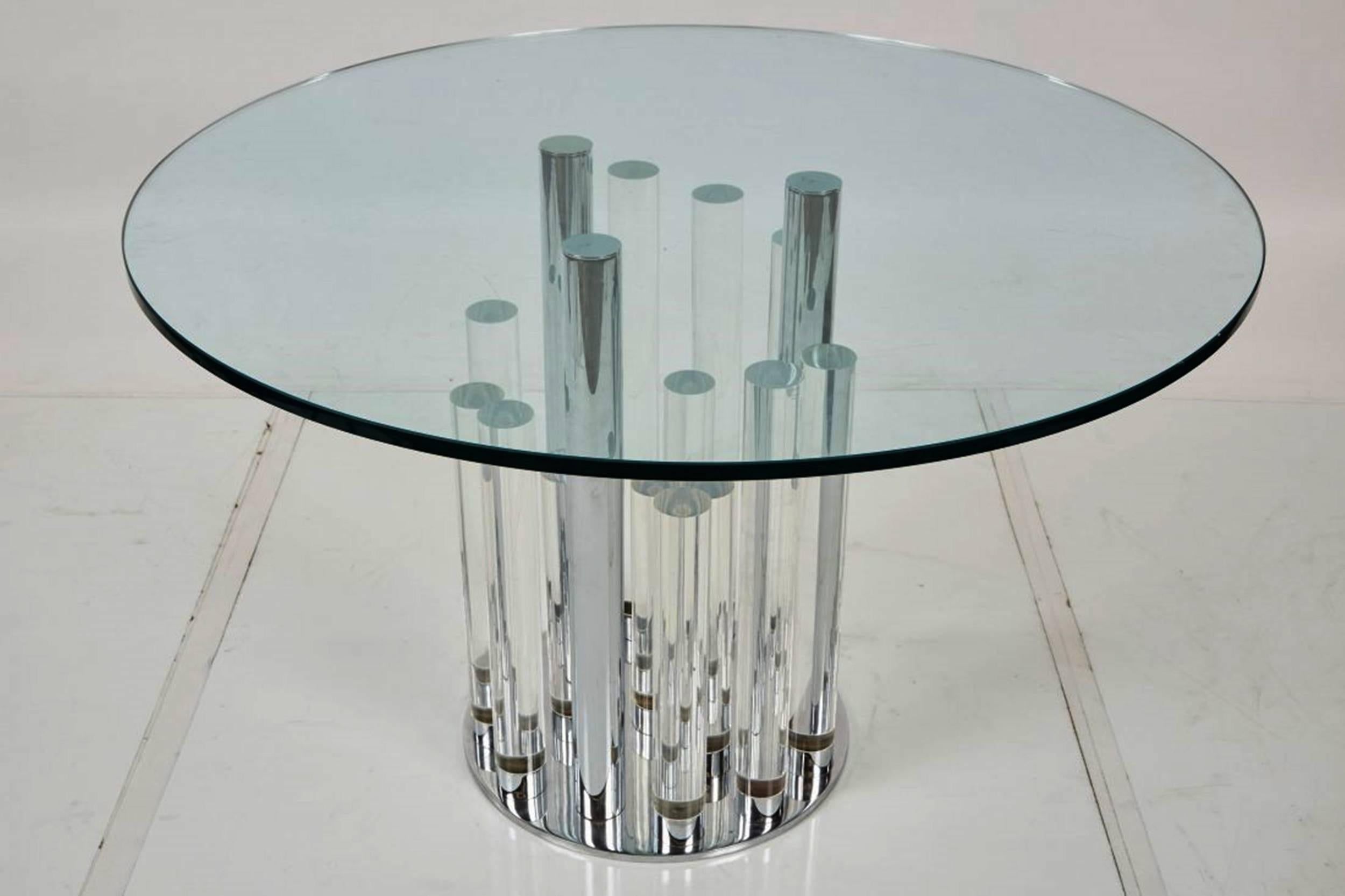 Mid-Century Modern Skyscraper Dining/Center Table in Lucite and Chrome by Charles Hollis Jones For Sale