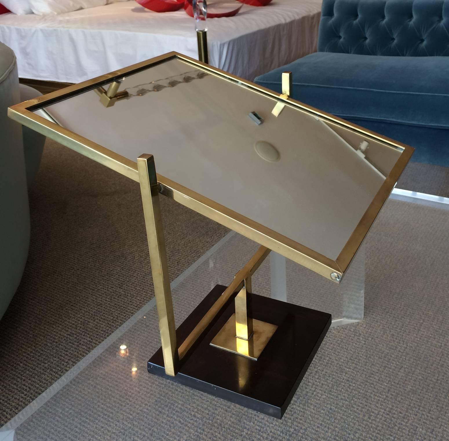 American Brass and Burlwood, Double Sided Vanity Mirror by Charles Hollis Jones