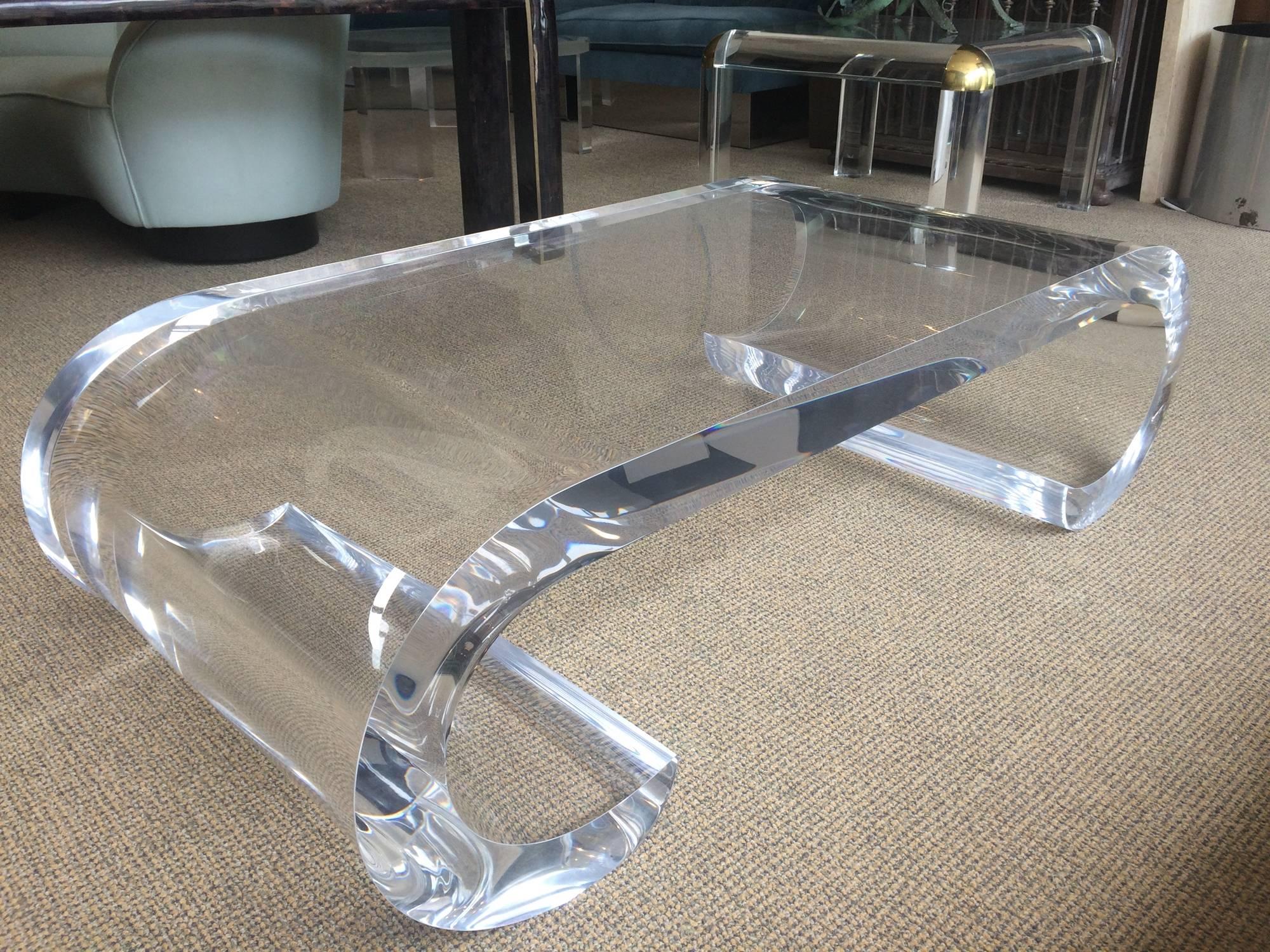 thick lucite coffee table