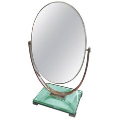 Charles Hollis Jones Vanity Mirror in Polished Nickel and Lucite