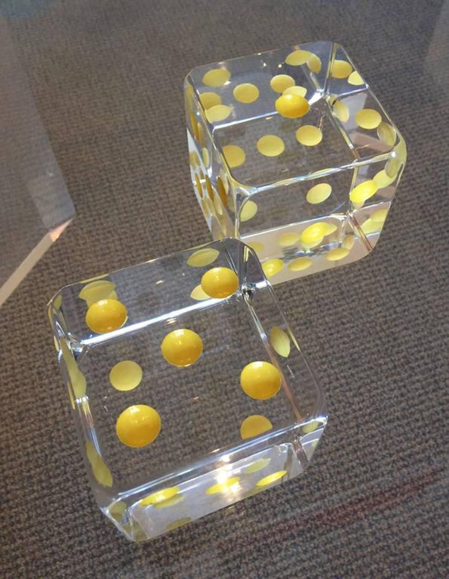 Mid-Century Modern Oversized Dice Bookends in Lucite by Charles Hollis Jones
