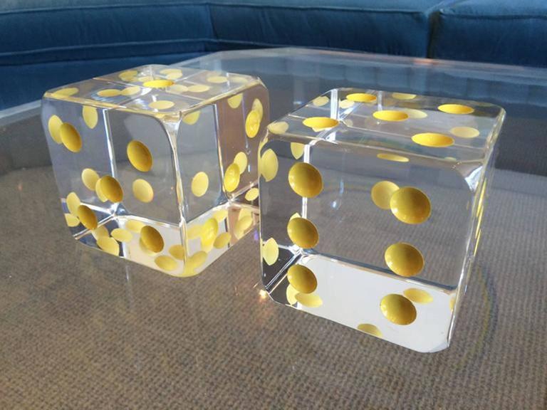 Oversized Dice Bookends in Lucite by Charles Hollis Jones at 1stDibs