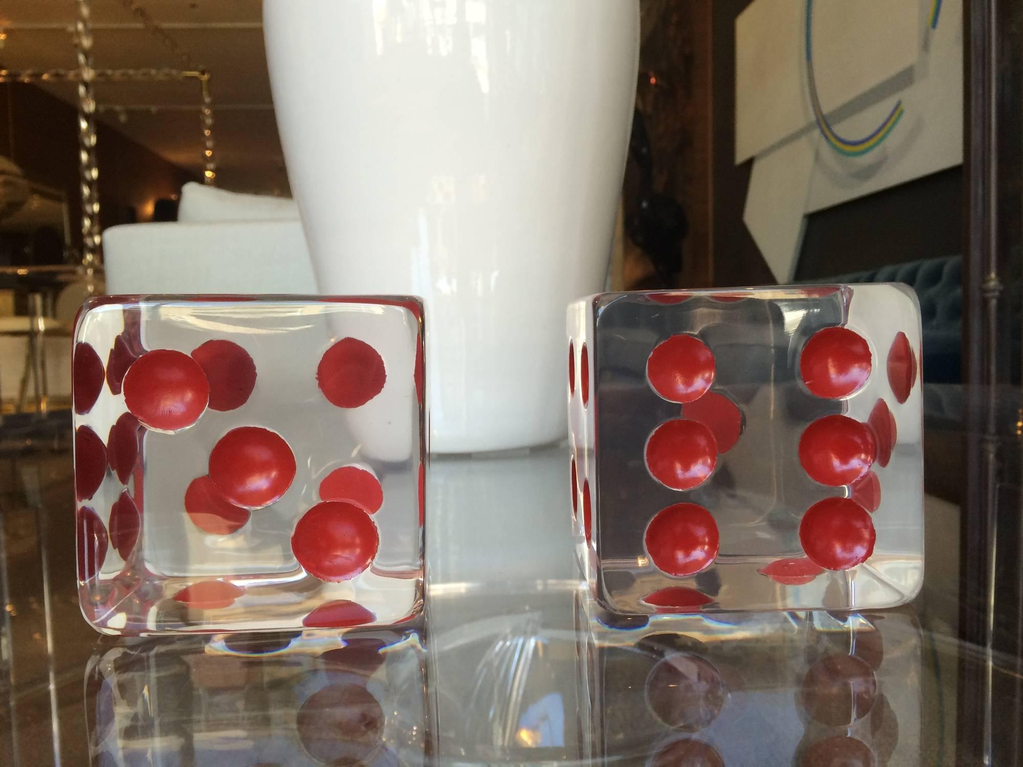 Mid-Century Modern Oversized Dice Sculpture with Red Dots by Charles Hollis Jones For Sale