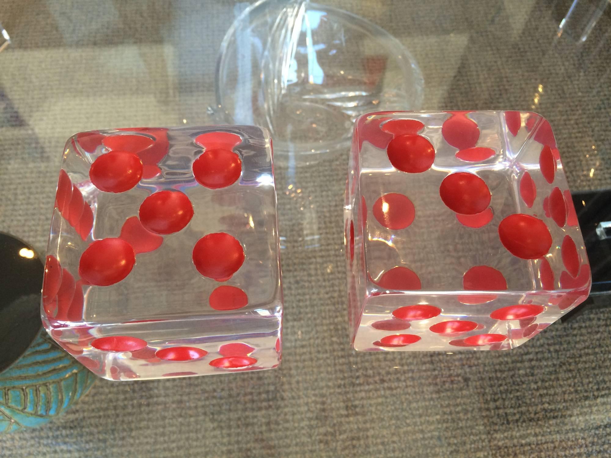 American Oversized Dice Sculpture with Red Dots by Charles Hollis Jones For Sale