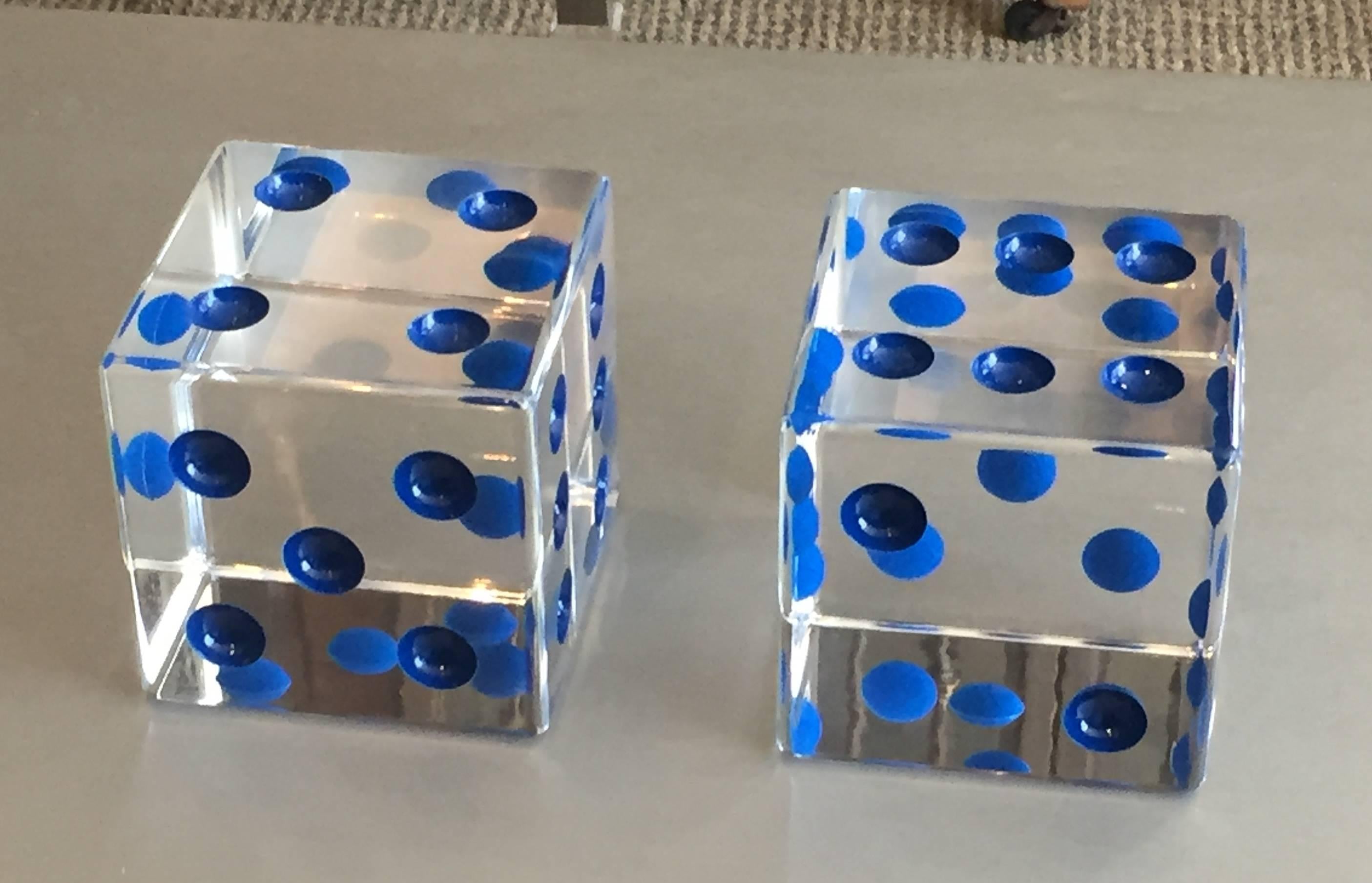Mid-Century Modern Oversized Dice Sculpture with Blue Dots by Charles Hollis Jones