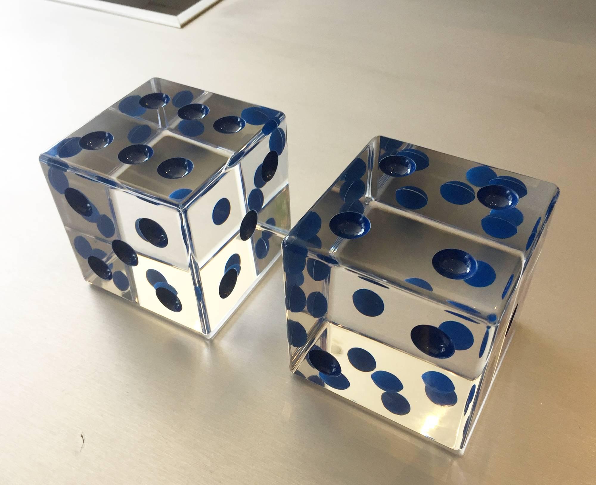 American Oversized Dice Sculpture with Blue Dots by Charles Hollis Jones