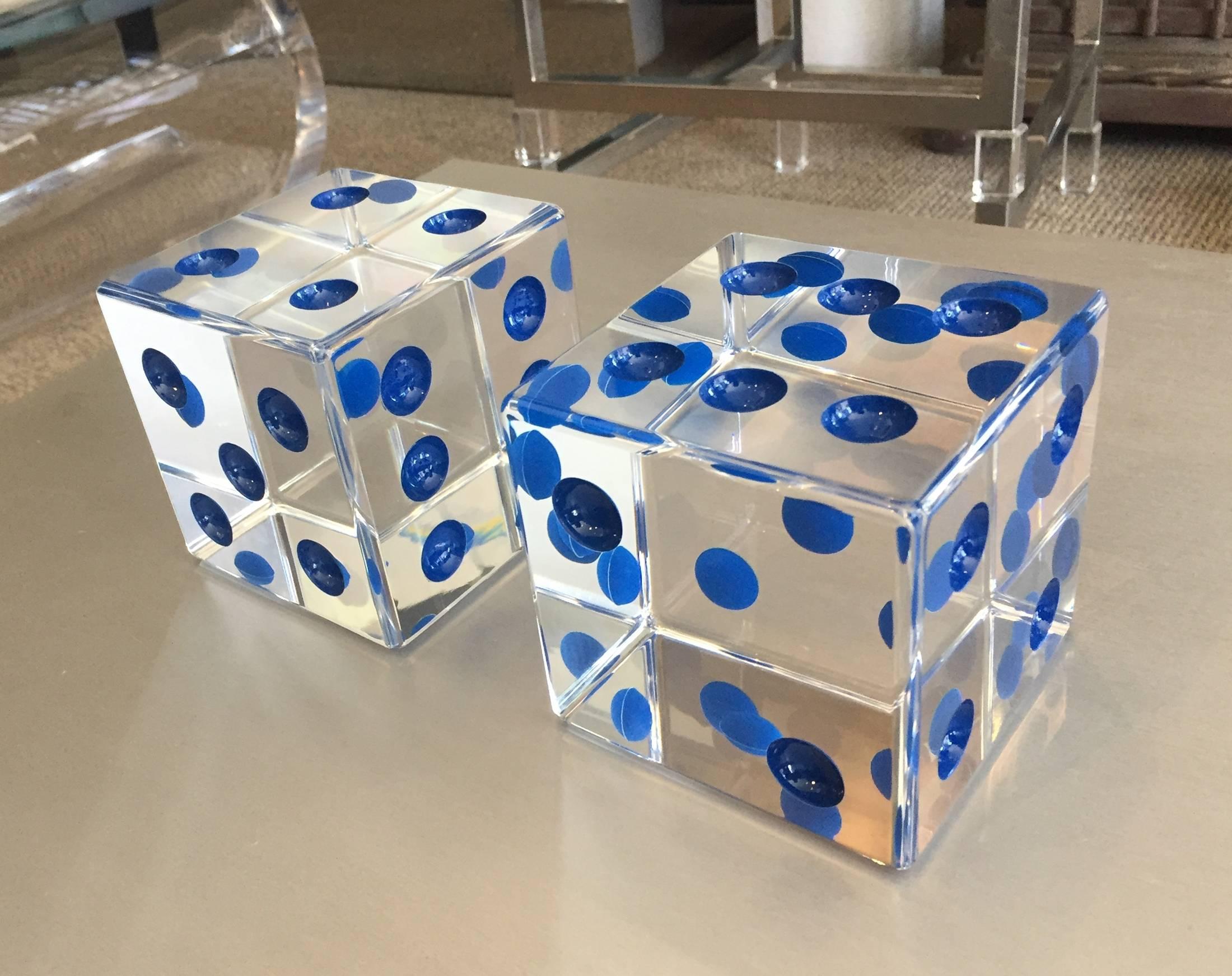 Mid-20th Century Oversized Dice Sculpture with Blue Dots by Charles Hollis Jones
