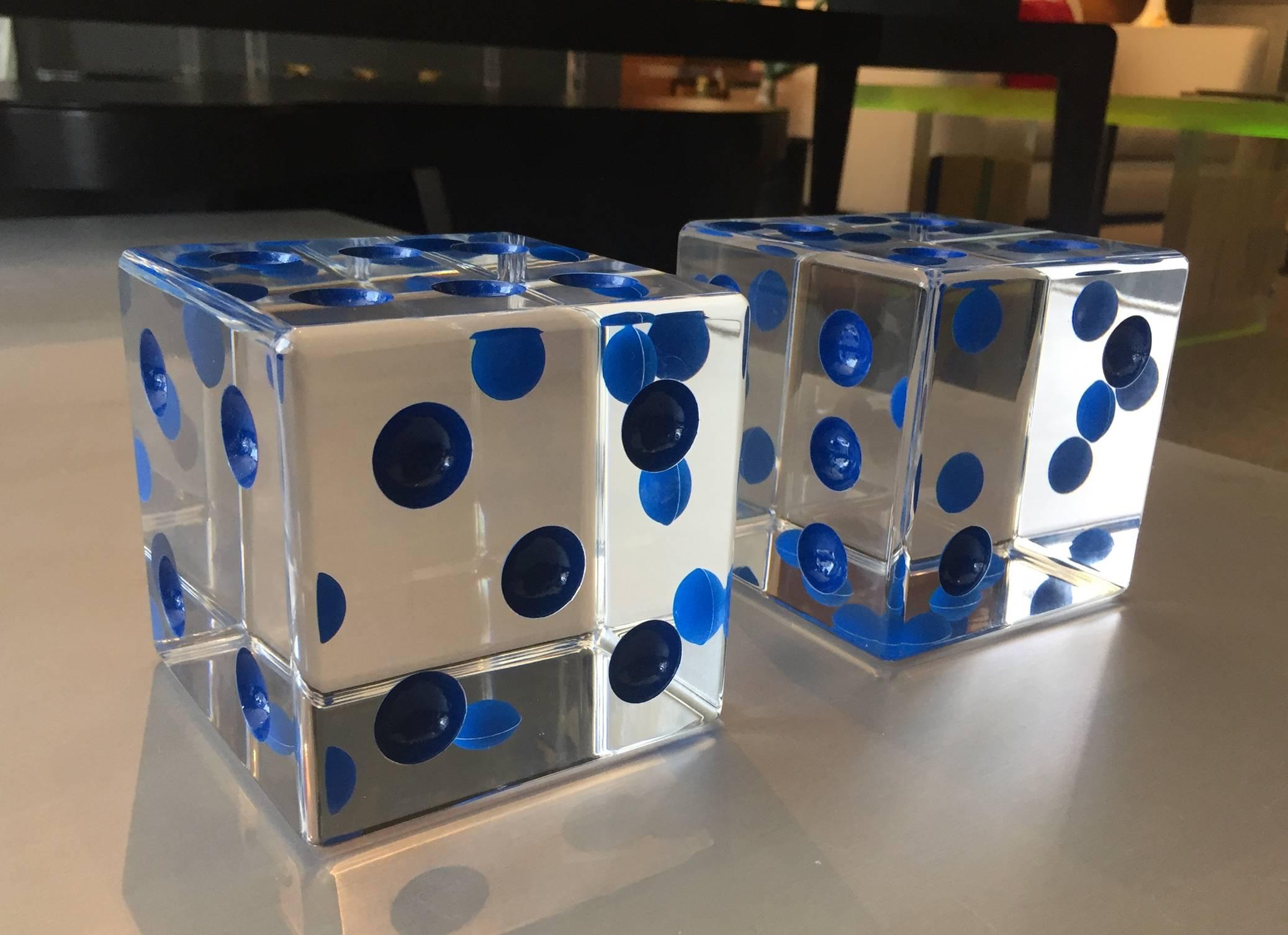 Oversized Dice Sculpture with Blue Dots by Charles Hollis Jones 2