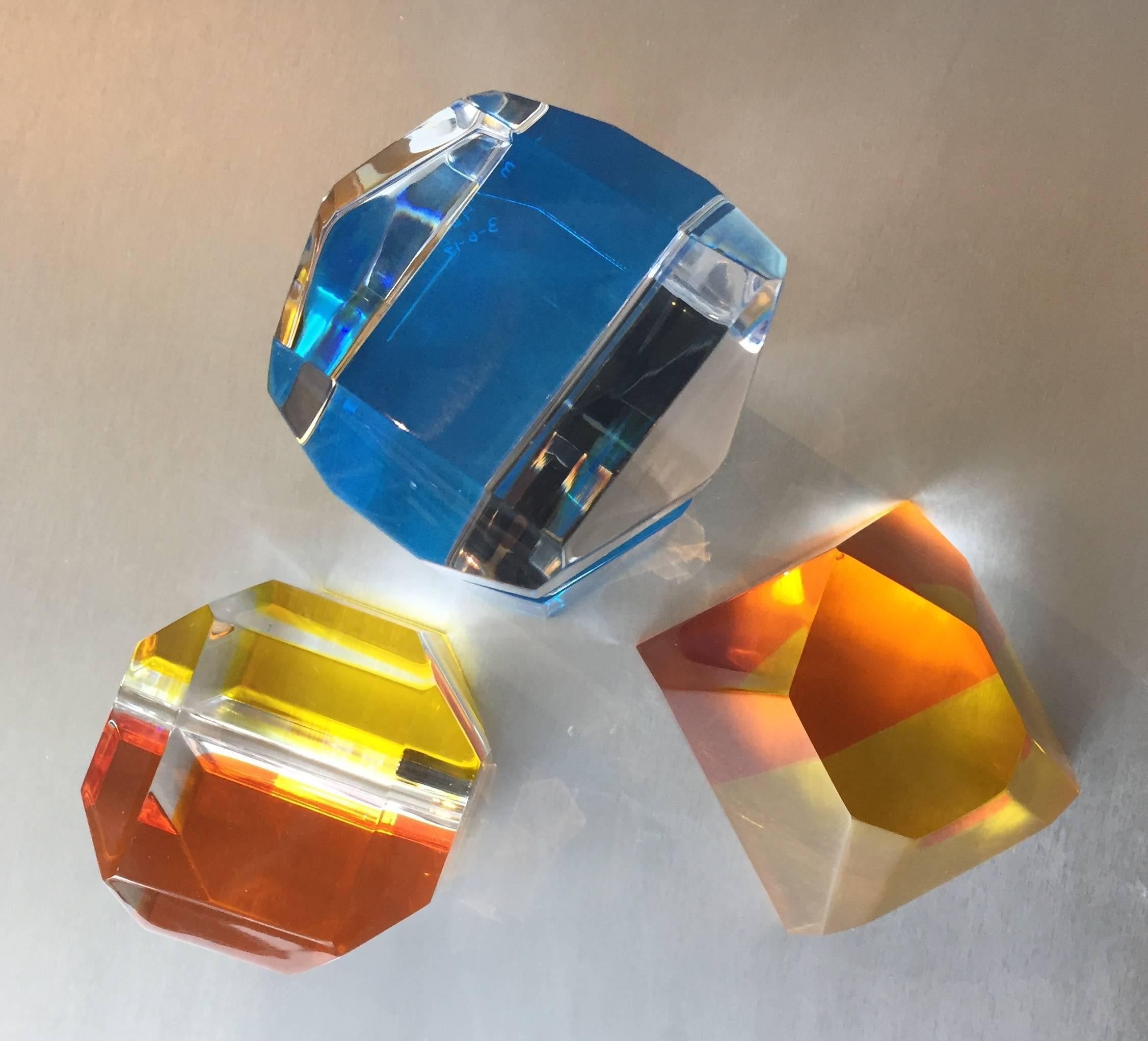 American Trio of Lucite Sculptures Signed & Dated For Sale