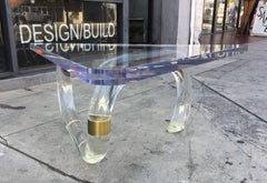 Lucite and Brass Coffee Table by Amparo Calderon Tapia "What goes around..."