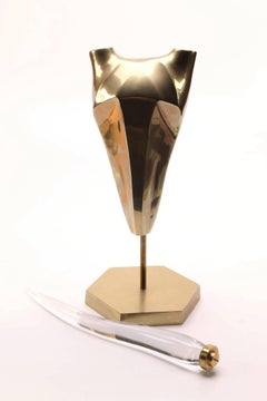 Pair of Lucite and Brass Ram Sculptures, circa 1970s