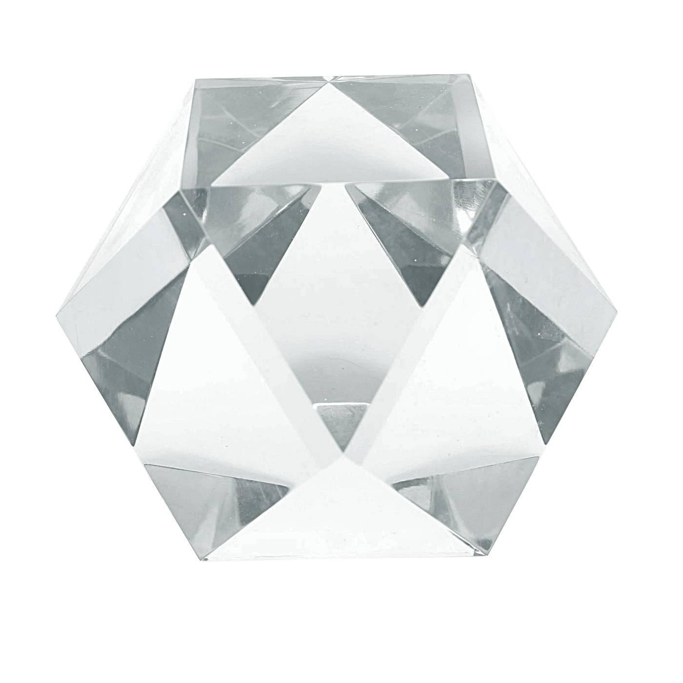 Stunning and beautiful Lucite sculpture by Amparo Calderon Tapia.
The piece is beautifully crafted, the faceted cuts makes this piece shine like a diamond when the light hits it, the piece is also unusually large which is wonderful to be used as a