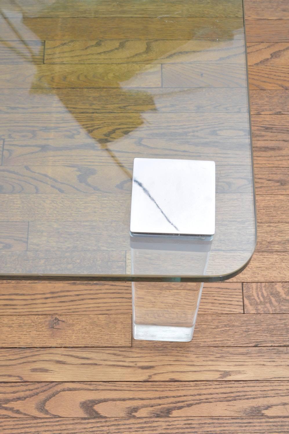 brushed nickel and glass coffee table