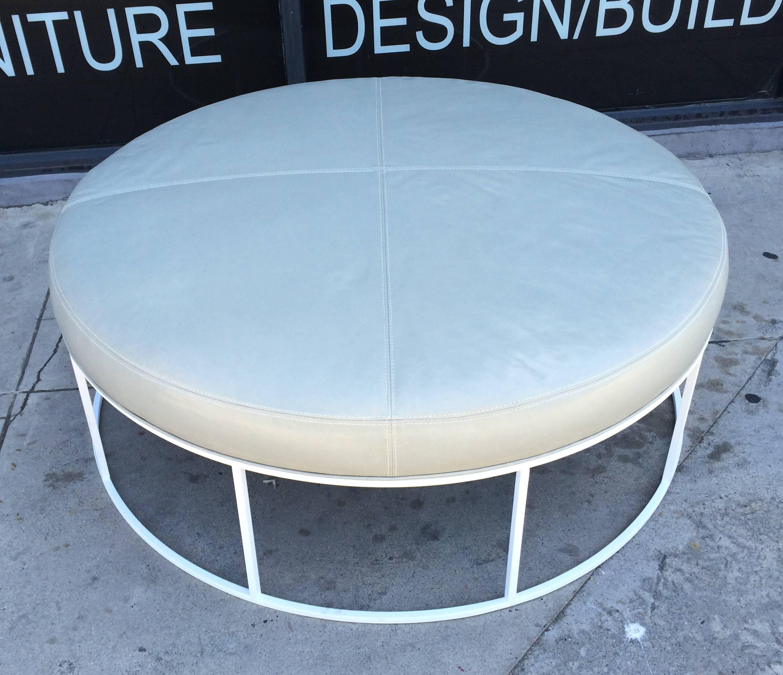 round leather ottoman