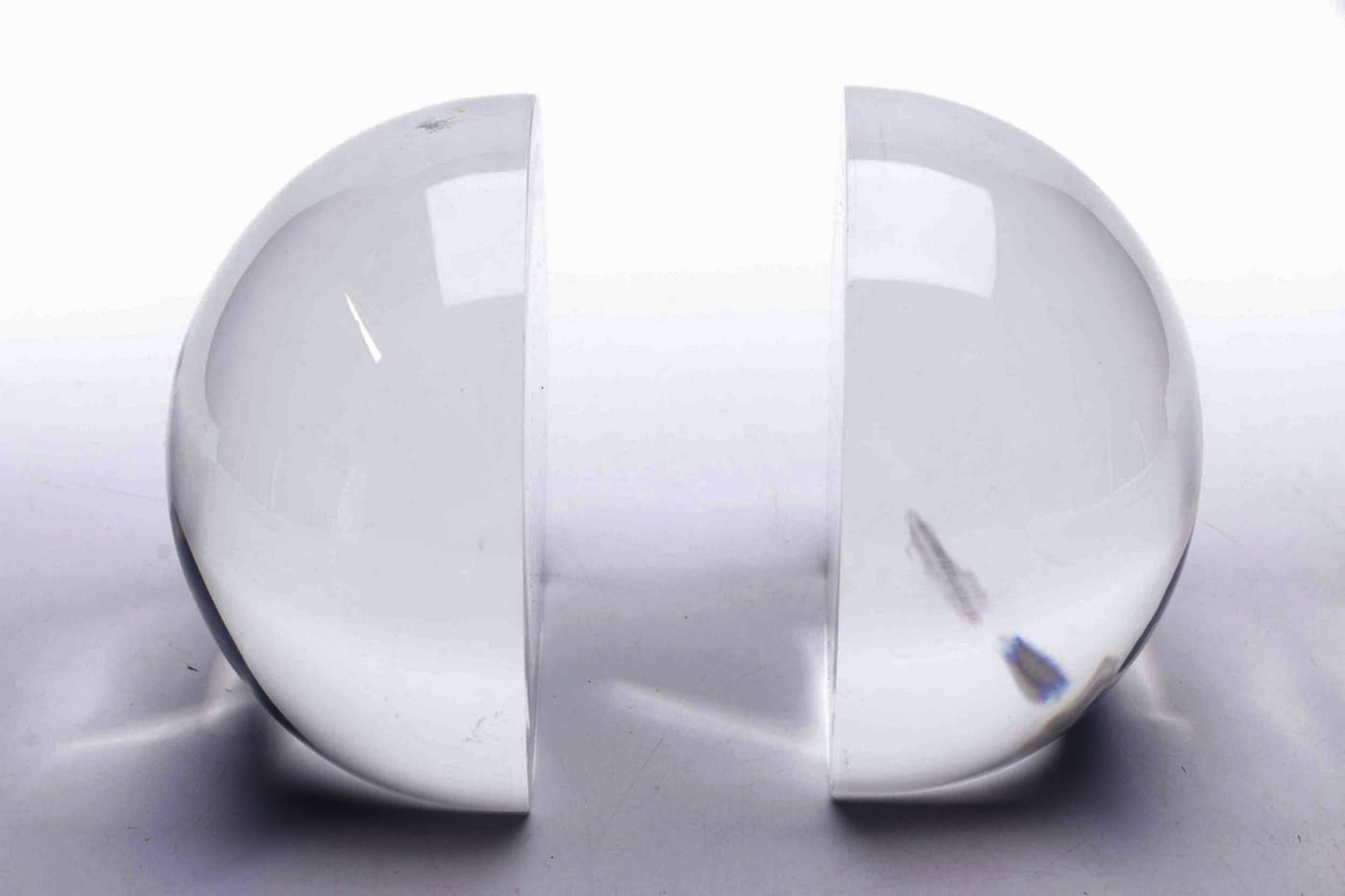 American Spherical Shape Lucite Bookends