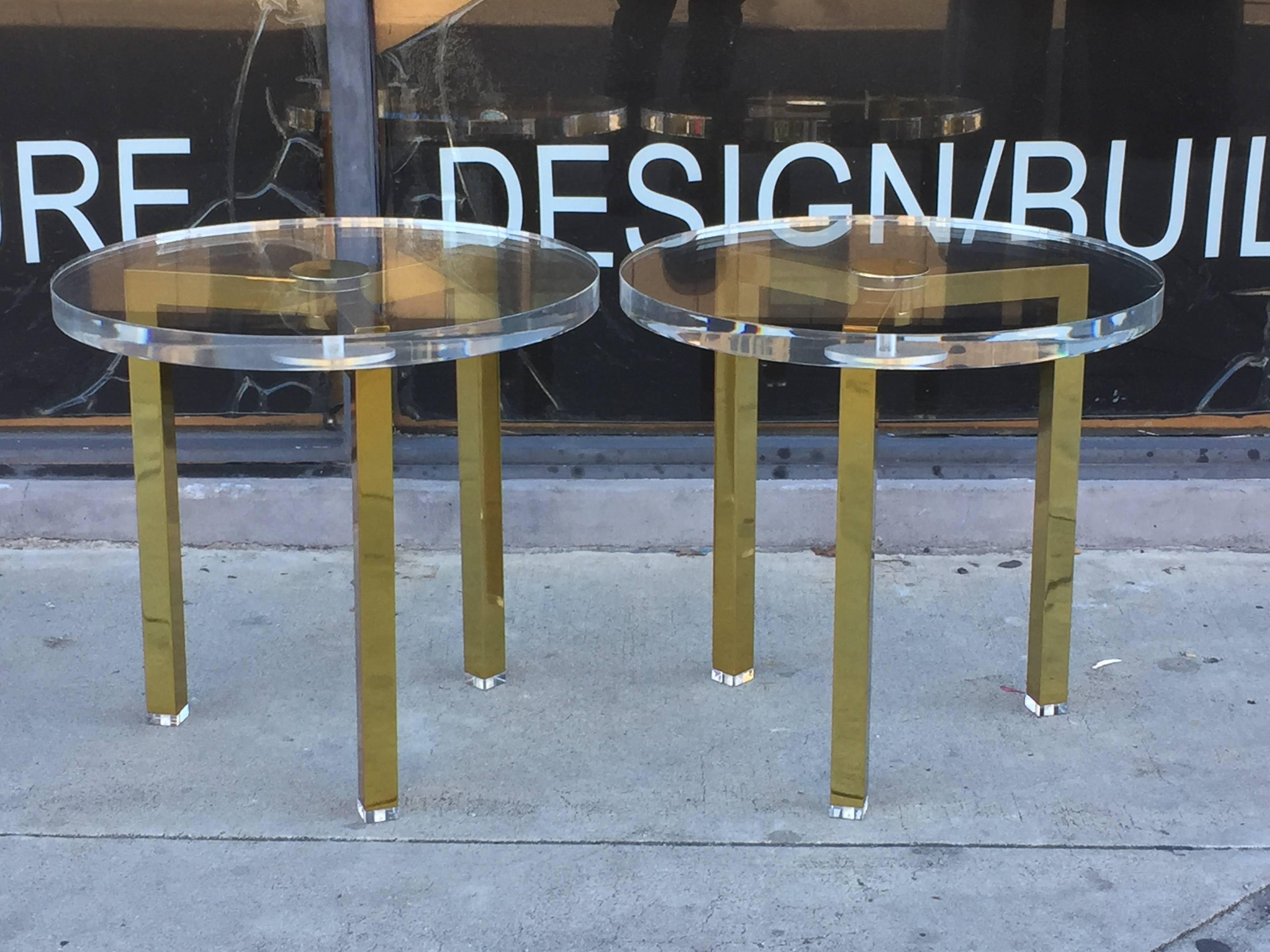Brass Side Tables by Charles Hollis Jones for Arthur Elrod In Good Condition For Sale In Los Angeles, CA