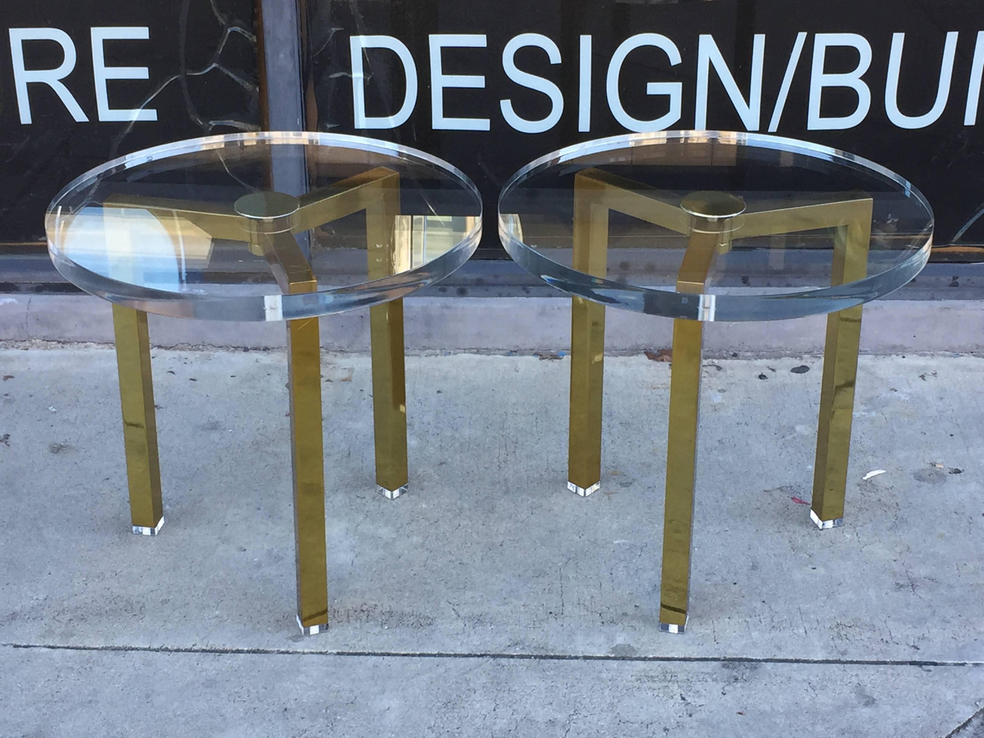Late 20th Century Brass Side Tables by Charles Hollis Jones for Arthur Elrod For Sale