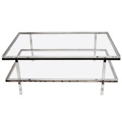 Lucite and Nickel Two-Level Coffee Table by Charles Hollis Jones