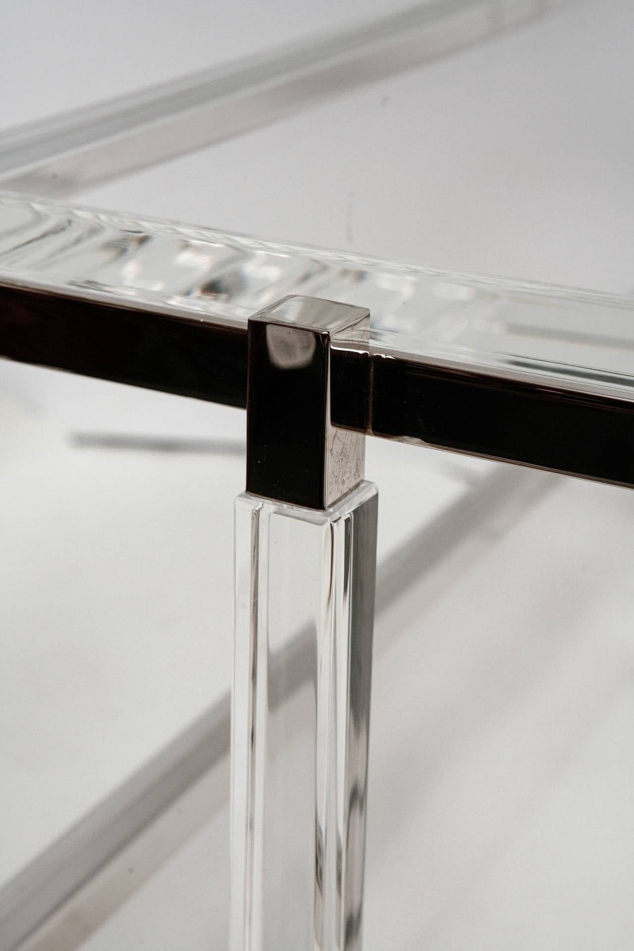 Mid-Century Modern Lucite and Nickel Two-Level Coffee Table by Charles Hollis Jones For Sale