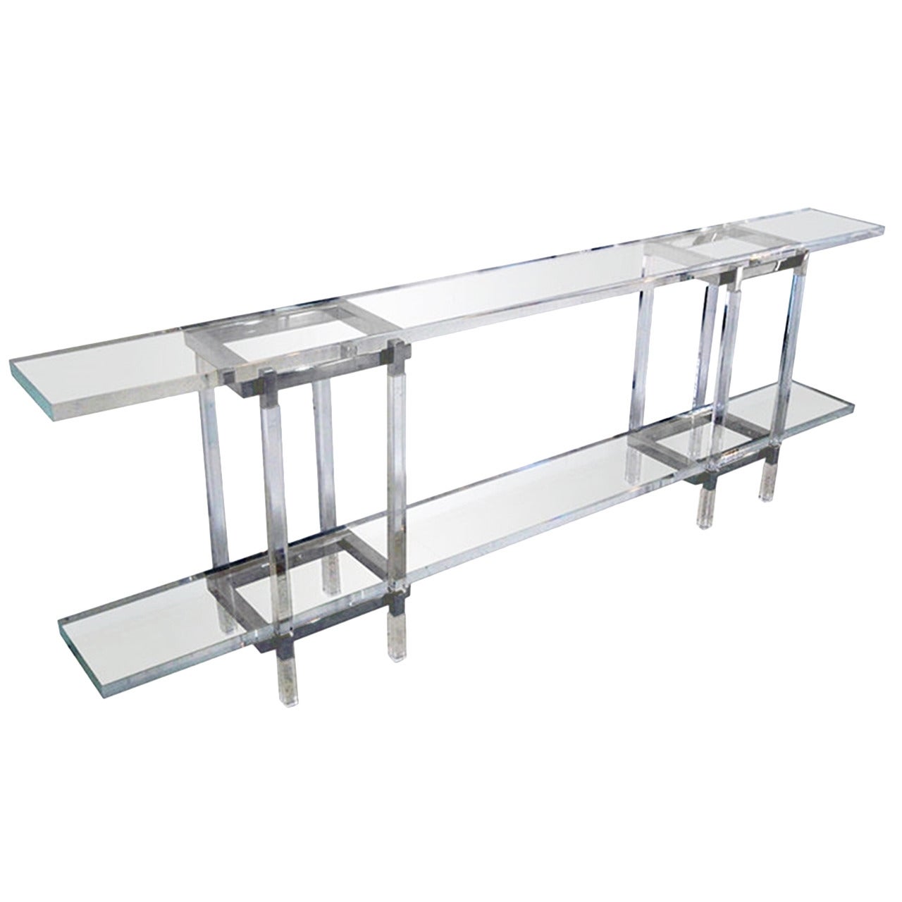 Console Table in Nickel and Lucite by Charles Hollis Jones