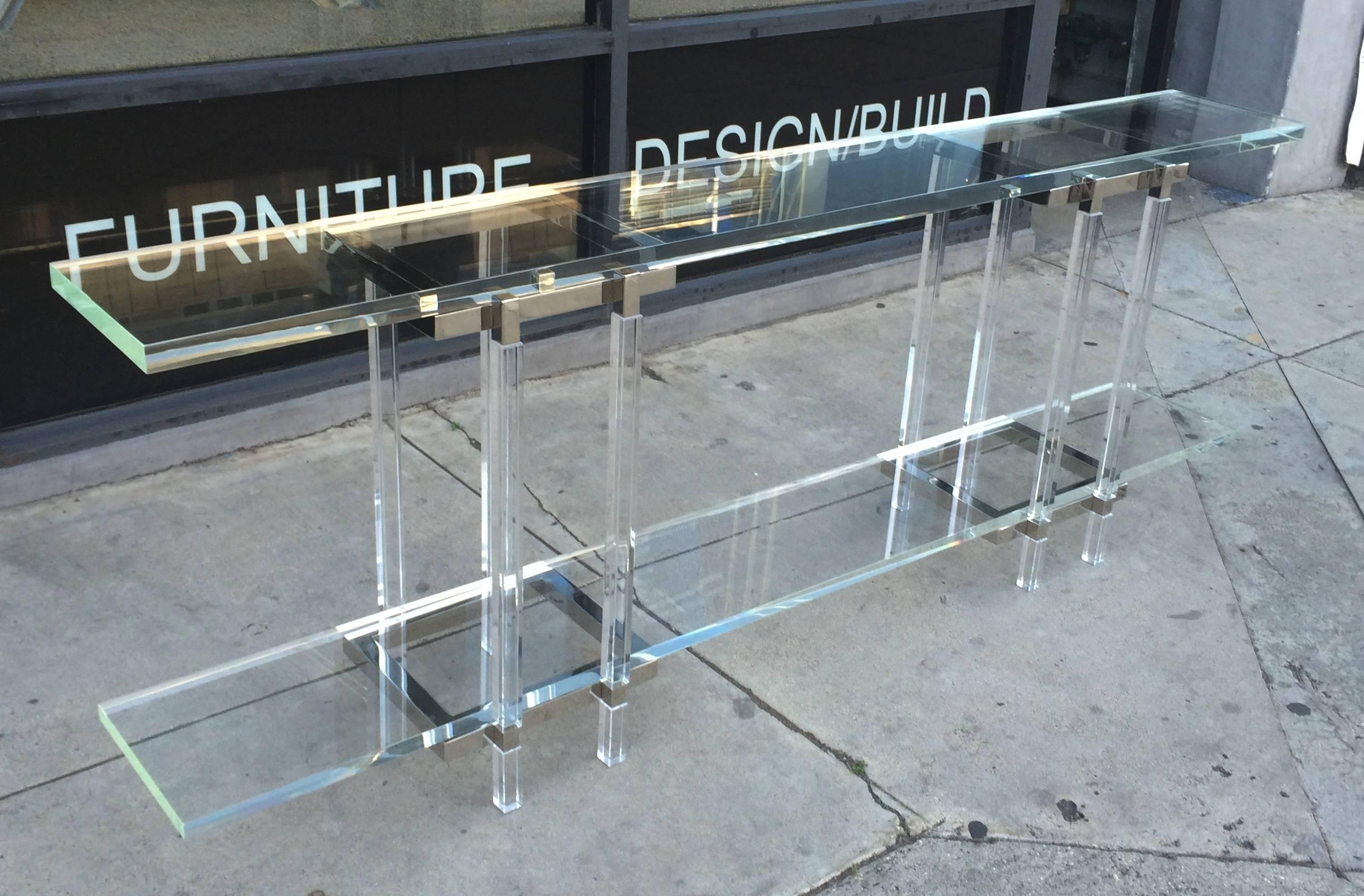 American Console Table in Nickel and Lucite by Charles Hollis Jones