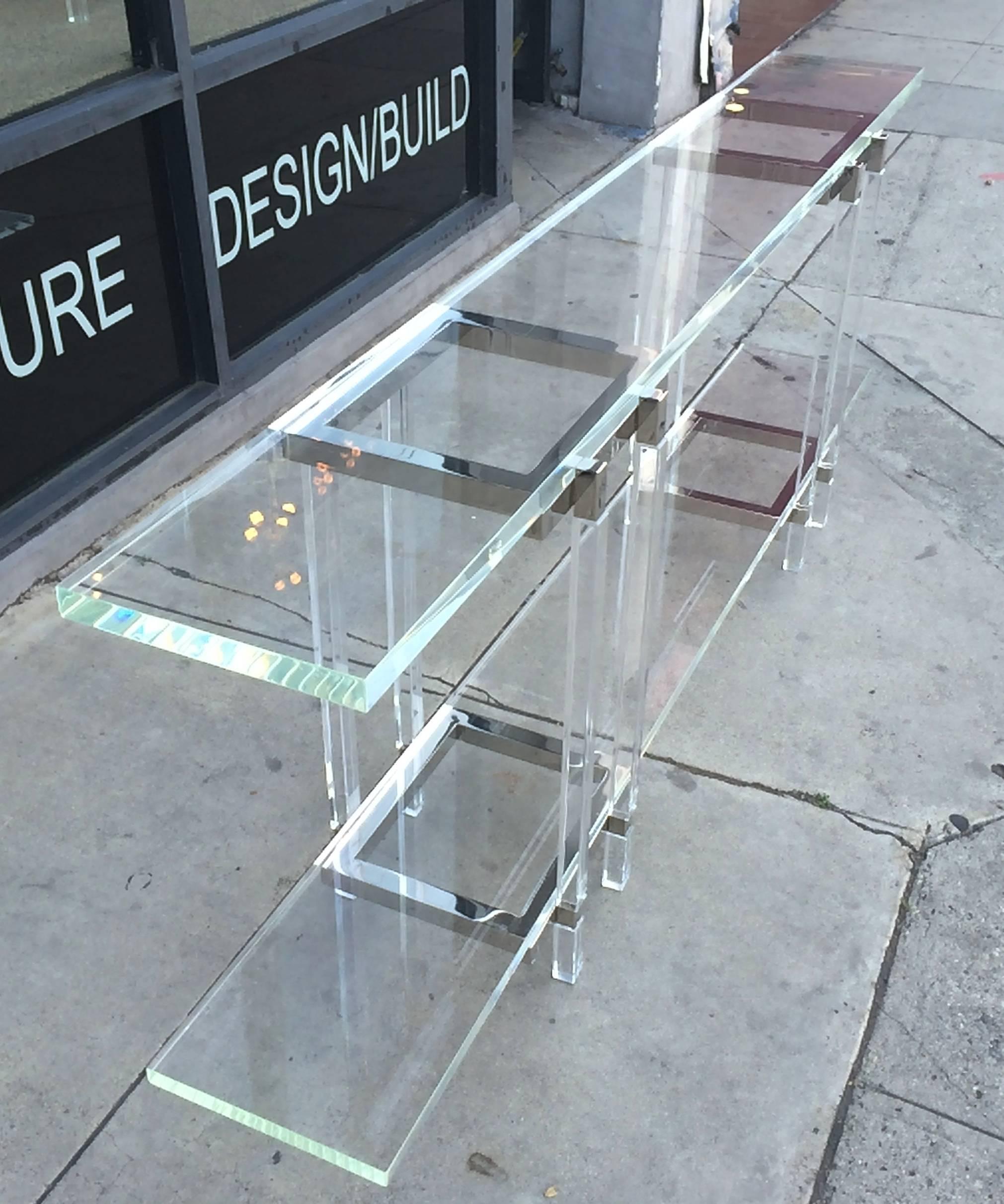 Console Table in Nickel and Lucite by Charles Hollis Jones im Zustand „Hervorragend“ in Los Angeles, CA
