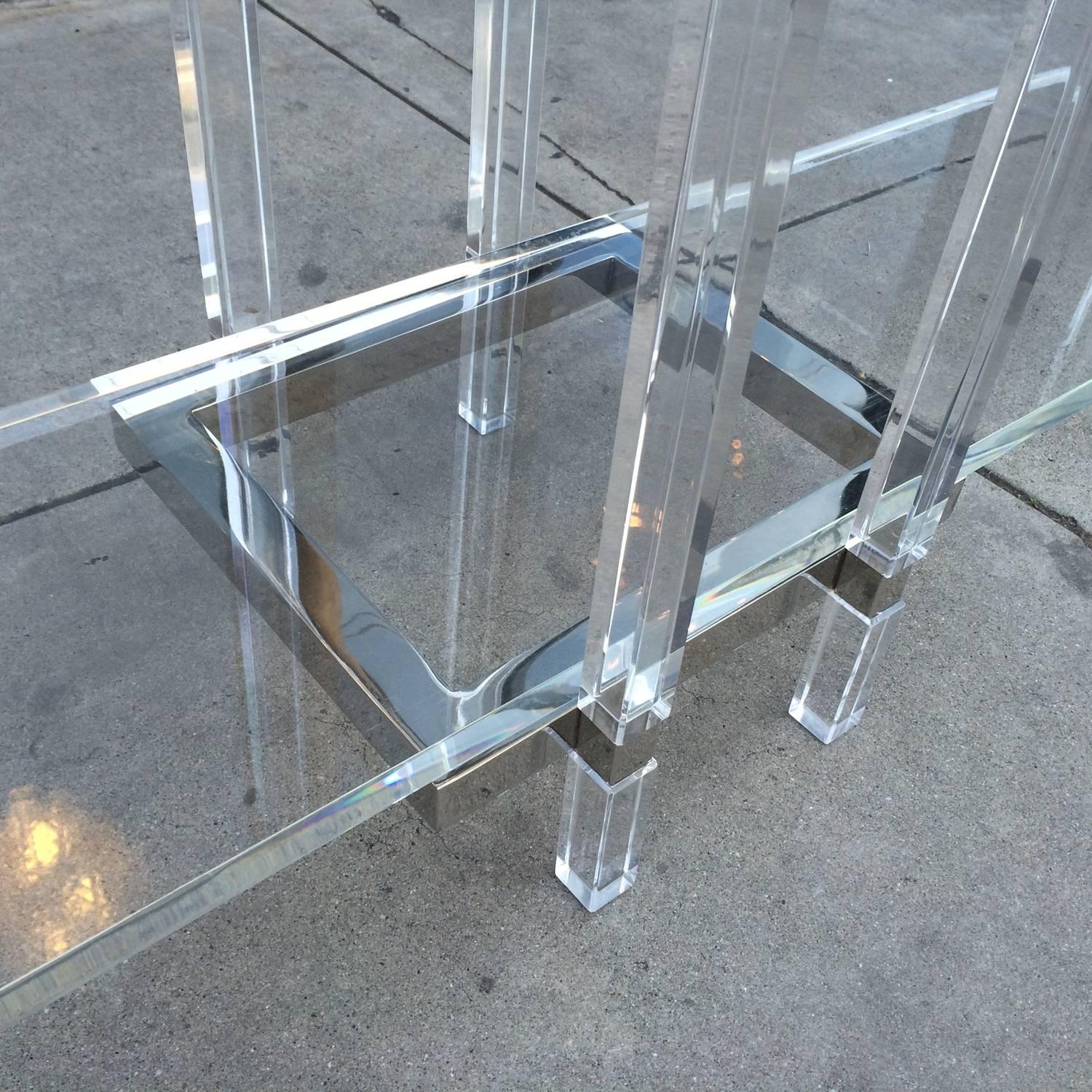 Console Table in Nickel and Lucite by Charles Hollis Jones 2