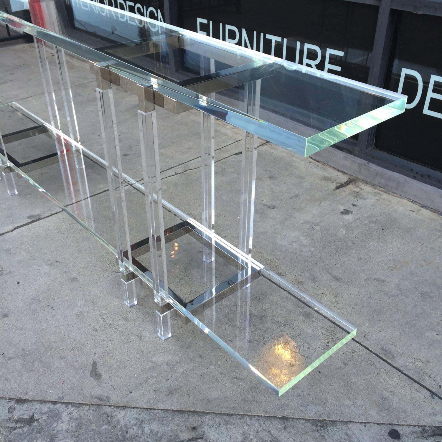 Console Table in Nickel and Lucite by Charles Hollis Jones 3