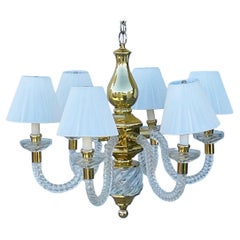 Vintage 6 Arm Murano Glas & Messing Kronleuchter
