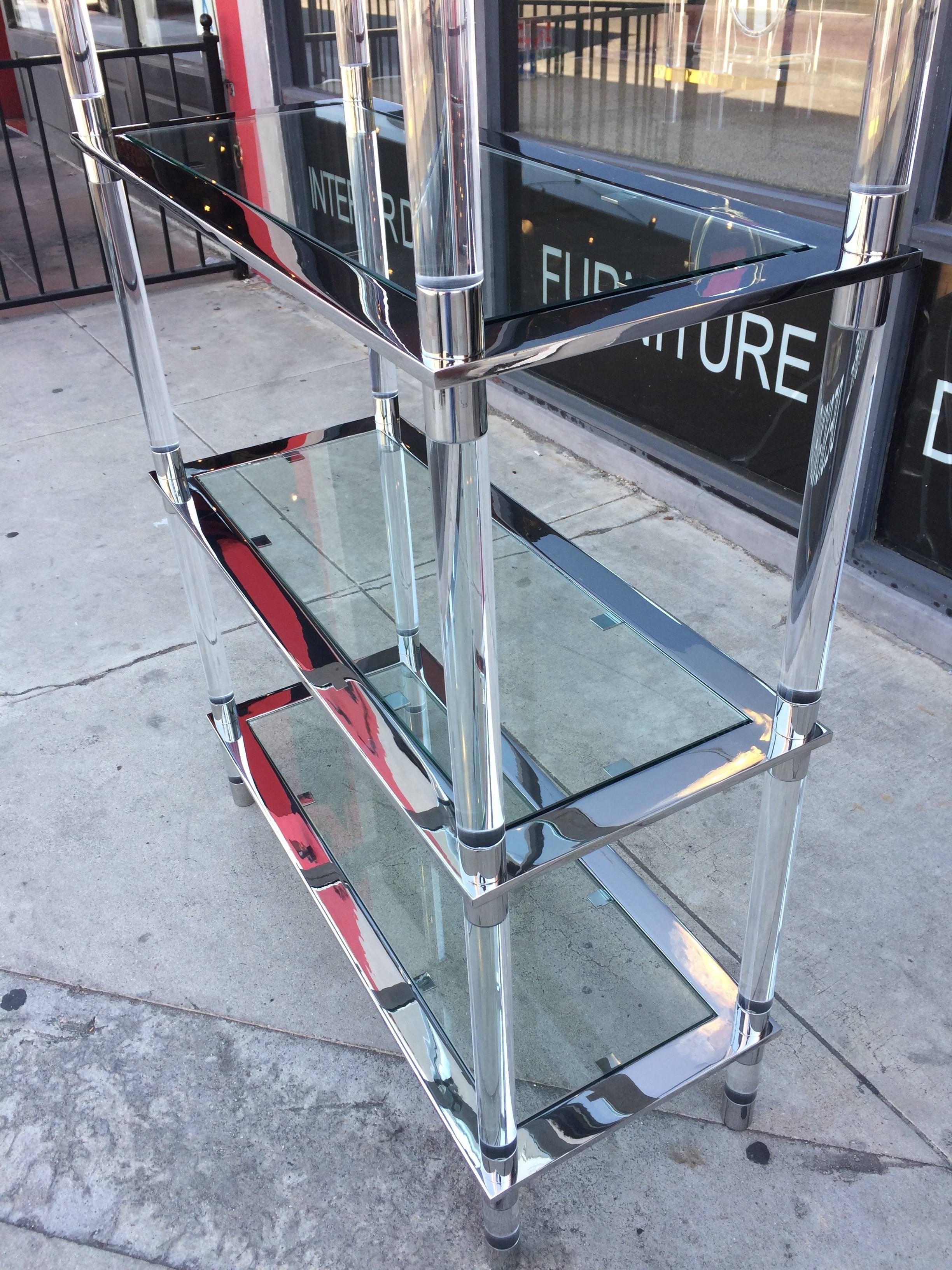 Lucite & Stainless Steel Etagere By Amparo Calderon Tapia For Sale 1
