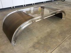 Tavolino in lucite e ottone di Charles Hollis Jones, firmato e datato