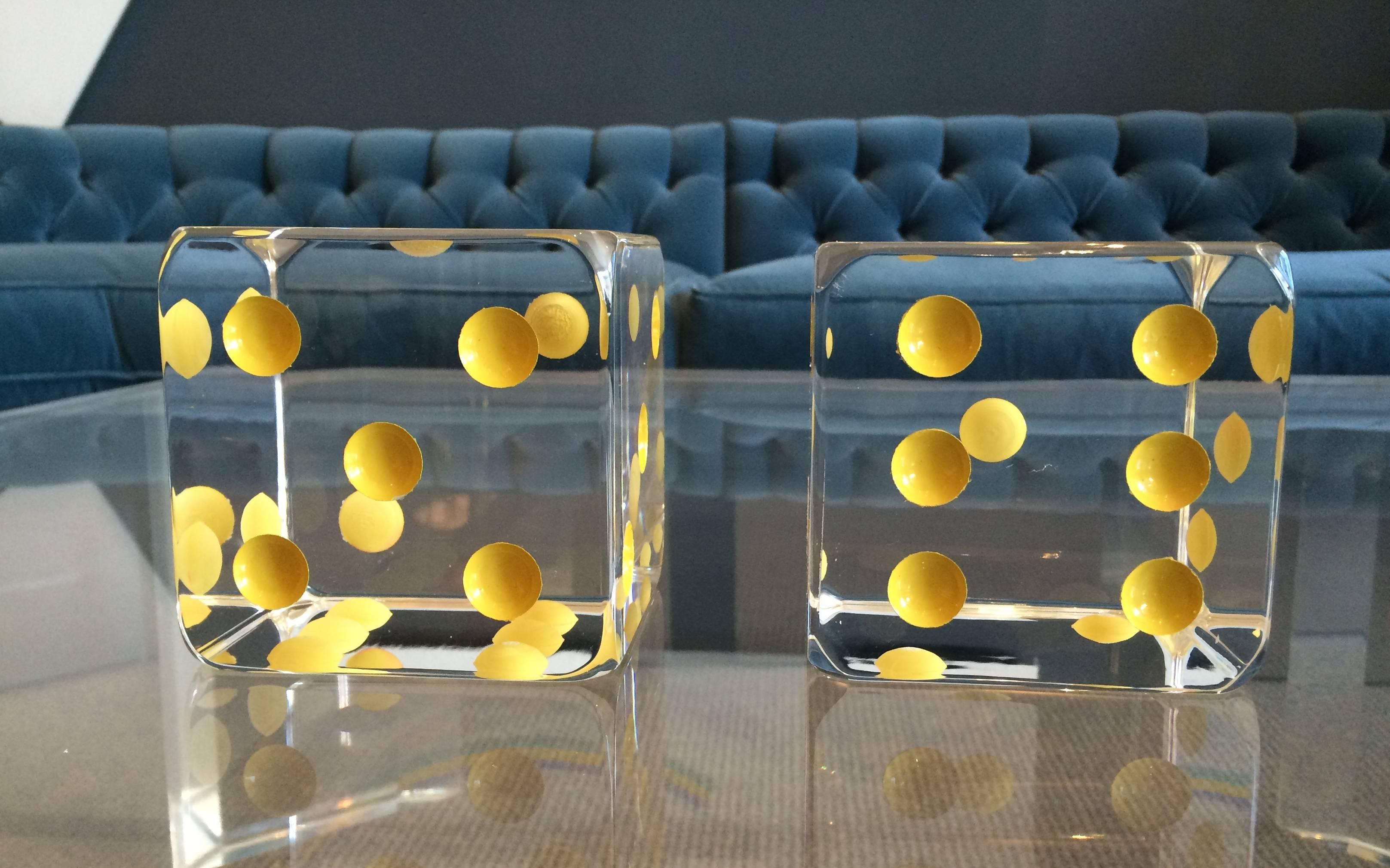 Oversized Dice Bookends in Lucite by Charles Hollis Jones In Excellent Condition In Los Angeles, CA