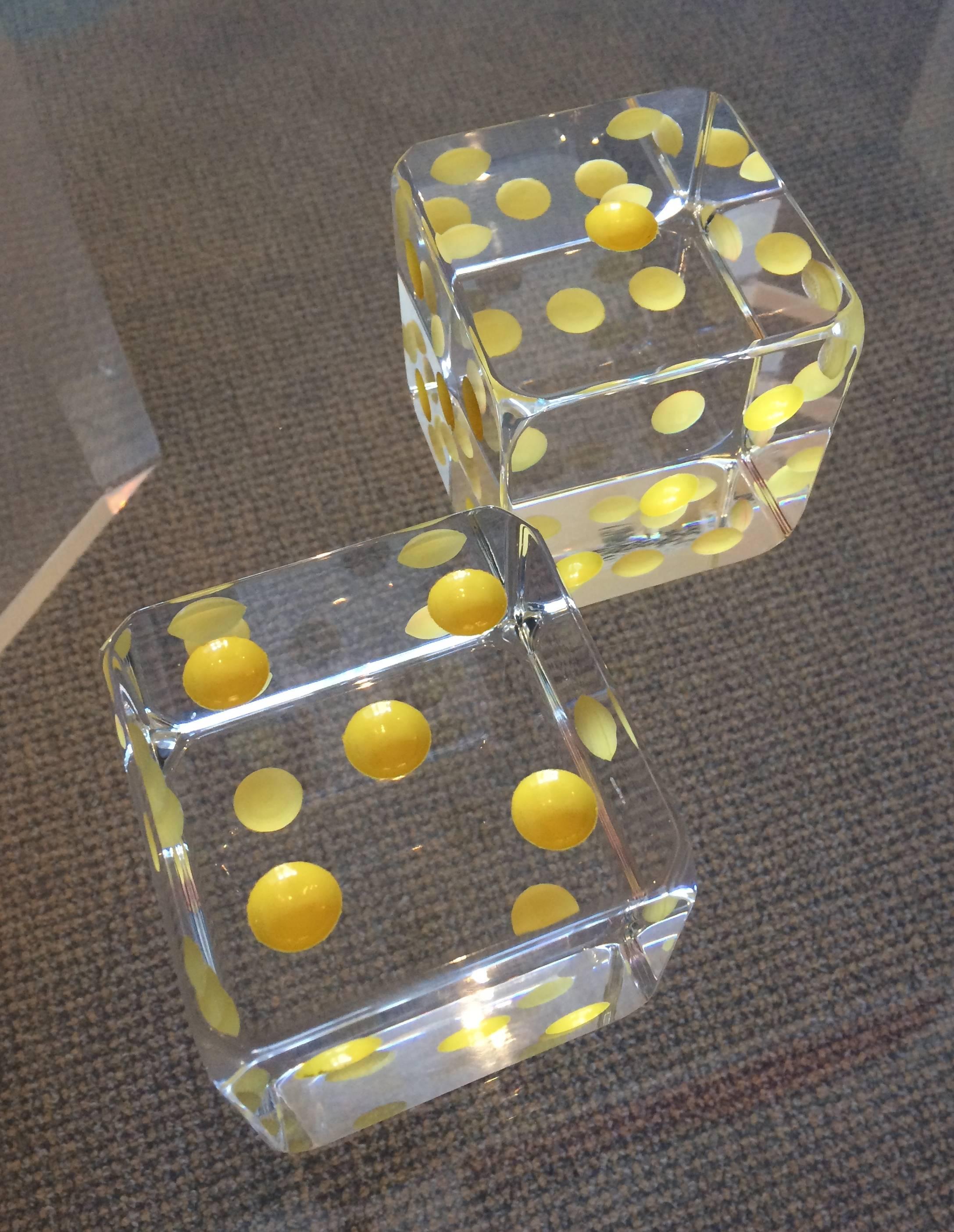 Mid-20th Century Oversized Dice Bookends in Lucite by Charles Hollis Jones