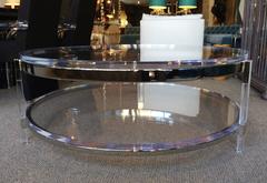 Round Coffee Table in Lucite, Nickel by Charles Hollis Jones, Metric Collection