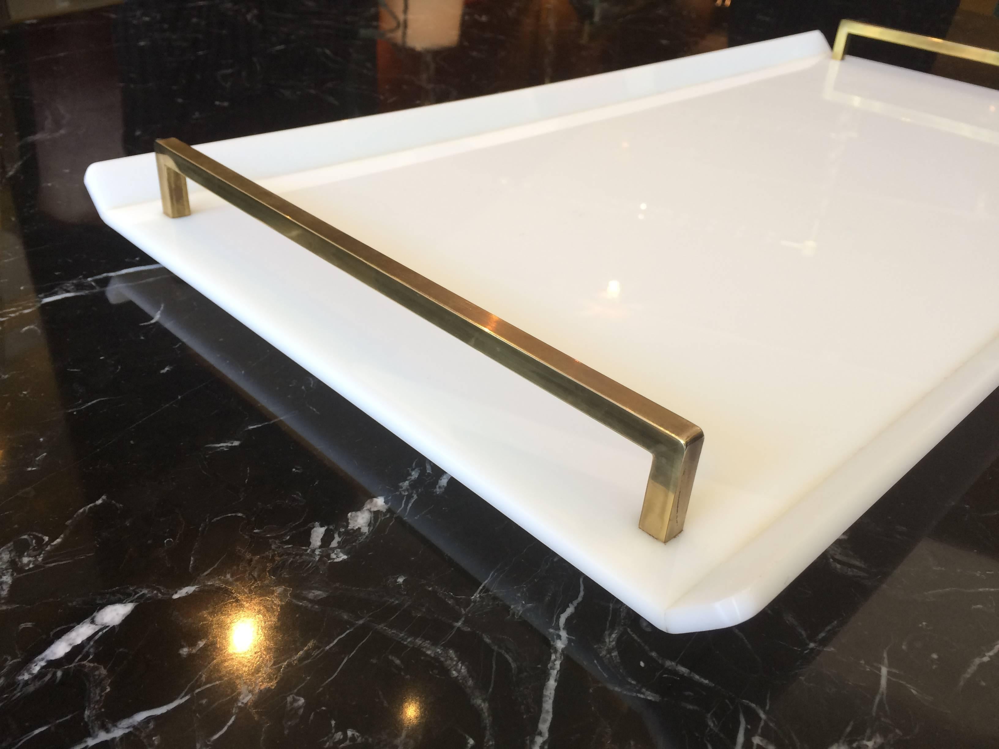 Vintage Lucite and nickel serving tray designed and manufactured by Charles Hollis Jones.
The tray is part of the ball collection that was originally created for Lucille Ball and the whole line became to be known as the 