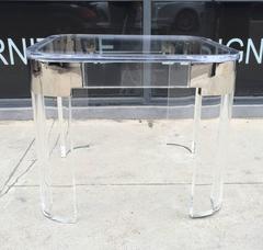 Pair of Lucite and Nickel Side Tables by Charles Hollis Jones "Waterfall" Line